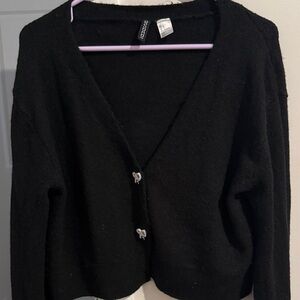 H&M Divided Black Women's V-Neck Cardigan Sweater